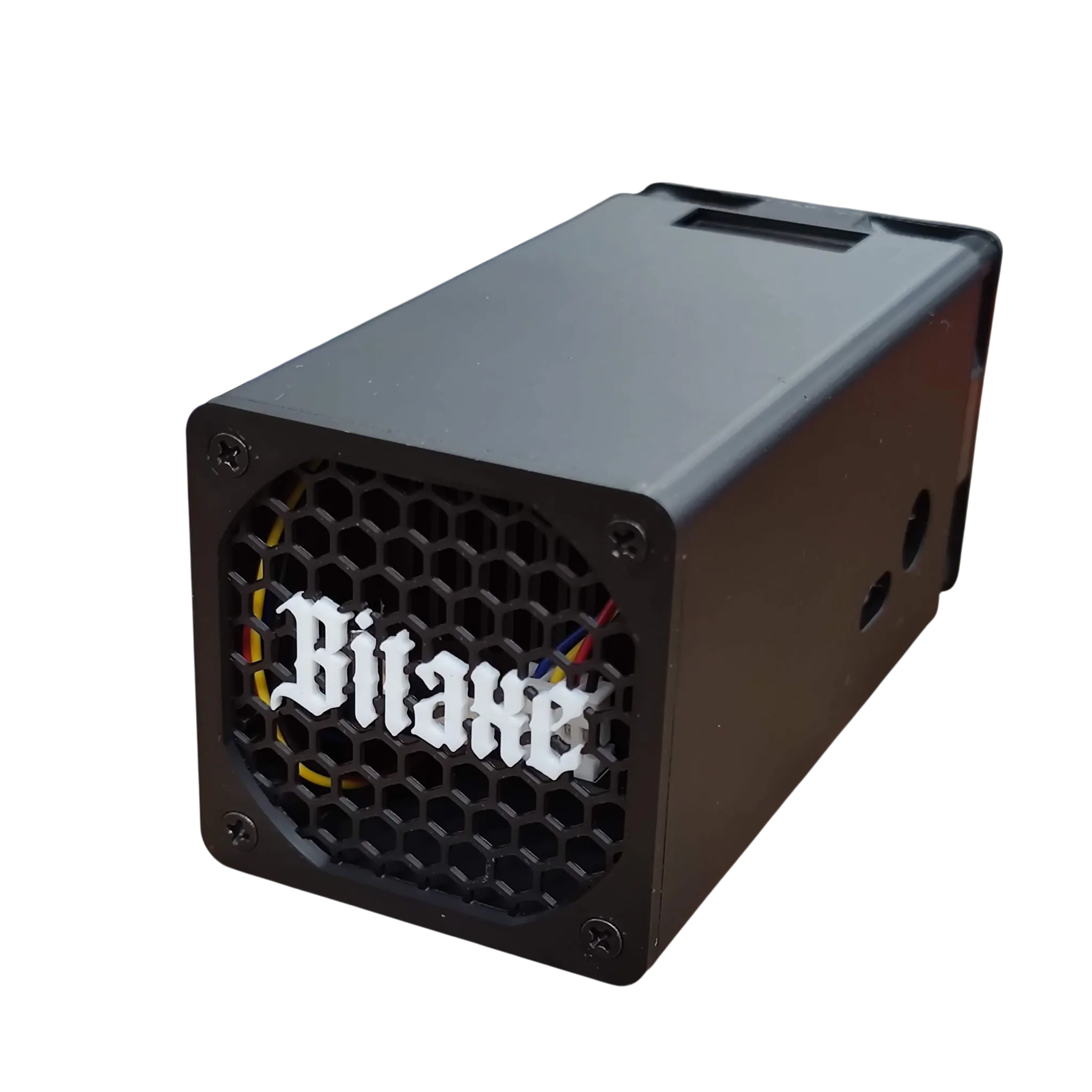 Modern Minibit Gamma case — angled view showing ventilated side panel