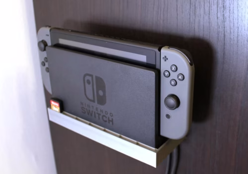 Wall Mount Dock Holder for Nintendo Switch with Game Card Storage – Space-Saving Mounting Bracket for Switch Dock & Console – 3D Printed in Canada