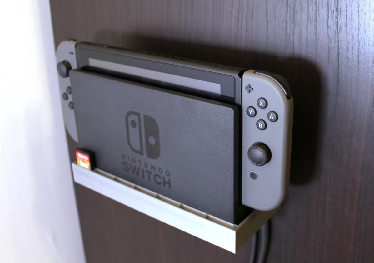 Wall Mount Dock Holder for Nintendo Switch with Game Card Storage – Space-Saving Mounting Bracket for Switch Dock & Console – 3D Printed in Canada