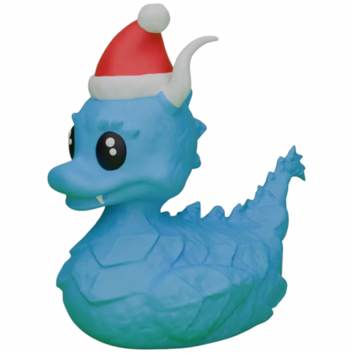 Dragon Duck Figurine with Santa Hat & Horns – Festive Fantasy Holiday Collectible for Display – 3D Printed in Canada