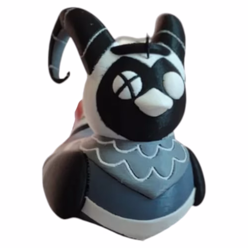 Gothic Jester Duck Figurine – Monochrome Harlequin Horns & X-Eyes – Creepy Cute Collectible Shelf Decor – 3D Printed in Canada