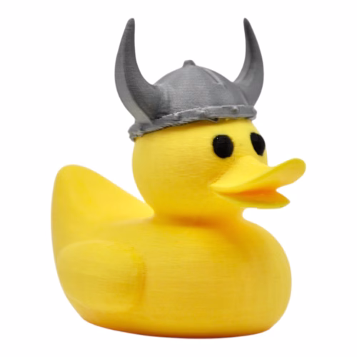 Viking Duck Figurine – Funny Rubber Duck in Horned Helmet for Shelf Décor, Office Display or Norse Mythology Gifts – 3D Printed in Canada - Image 2