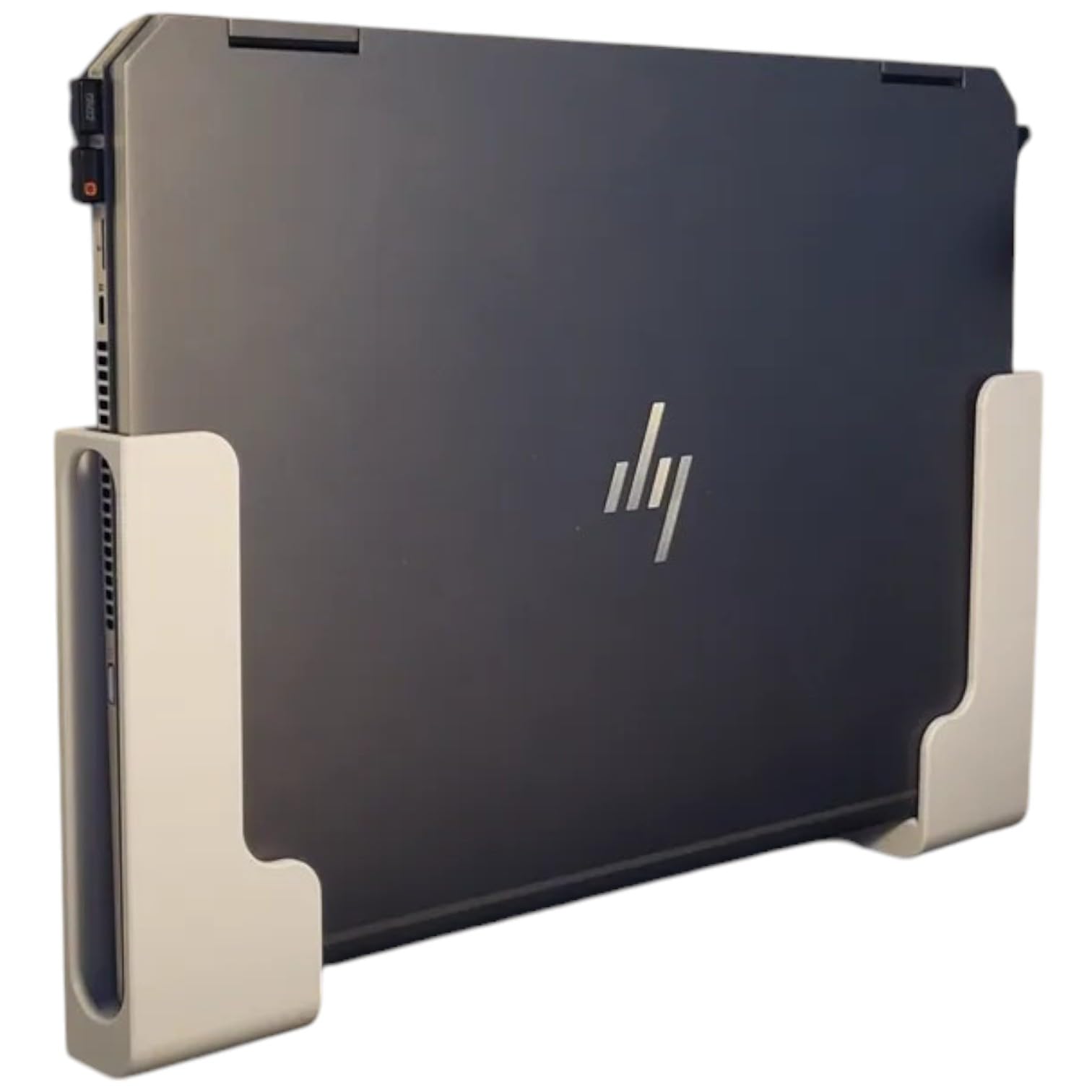 Wall Mounted Vertical Laptop Holder – Secure Space-Saving Bracket for Desk & Workstation Organization – Universal Fit for Closed Laptops & Notebooks – 3D Printed in Canada