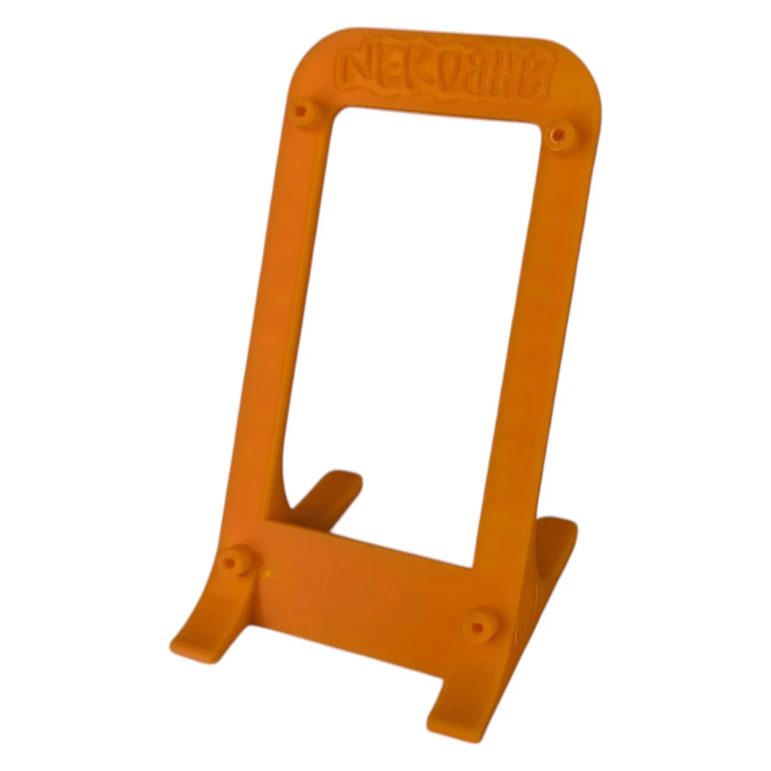 D-CENTRAL.TECH Nerdaxe Minimalist Stand – Compact Vertical Display Holder for Solo Bitcoin Miner – Lightweight, Durable, 3D Printed (Orange) front view