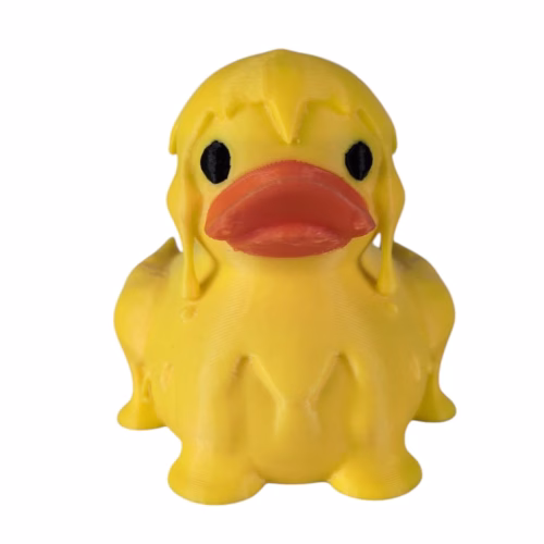 Melting Duck Figurine - Quirky Rubber Duck Collectible - PLA Desk Decor - Surreal Duck Gift - Ducks for Jeeps - Yellow Duck Toy - 3D Printed in Canada - Image 2