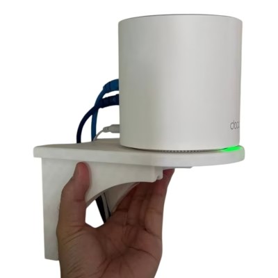 Wall Mount Shelf for TP-Link Deco WiFi Router & Round Devices – Secure Wall Holder with Cable Management – 3D Printed in Canada