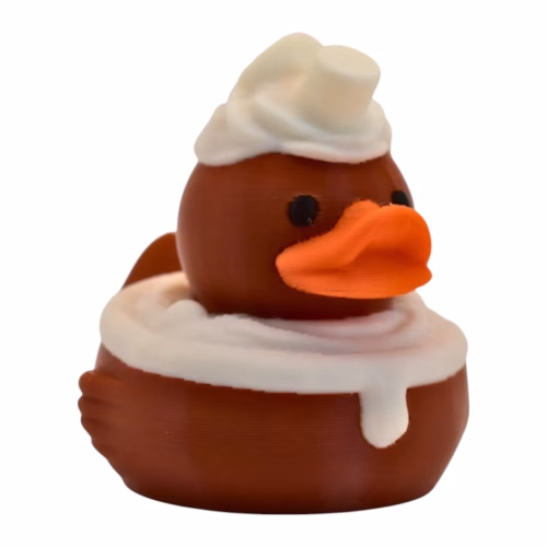 Hot Chocolate Duck Figurine – Cozy Car Dashboard & Desk Decor – Winter Collectible – 3D Printed in Canada