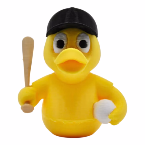 Baseball Duck Figurine – Funny Yellow Duck Statue, Novelty Sports Duck Collectible, Baseball Gift for Fans & Coaches, Quirky Desk Décor – 3D Printed in Canada