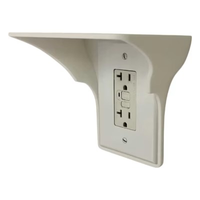 Vertical Wall Outlet Shelf for Charging Devices – Cable-Friendly Smartphone Holder Over GFCI Outlets, Bathroom & Kitchen Accessory