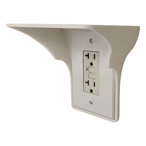 Vertical Wall Outlet Shelf for Charging Devices – Cable-Friendly Smartphone Holder Over GFCI Outlets, Bathroom & Kitchen Accessory