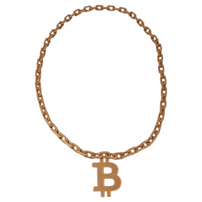 Bitcoin Block-Chain Necklace, Gold PLA Crypto Pendant, Sustainable BTC Jewelry Gift for HODLers & Blockchain Enthusiasts