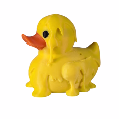 Melting Duck Figurine - Quirky Rubber Duck Collectible - PLA Desk Decor - Surreal Duck Gift - Ducks for Jeeps - Yellow Duck Toy - 3D Printed in Canada - Image 3