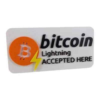 Bitcoin Lightning Accepted Here Sign | 3D Crypto Payment Display | BTC Lightning Network Storefront & Business Sign
