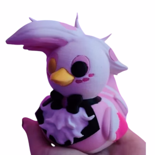 Fluff Diva Duck Figurine – Pink & White Glam Look with Bowtie & Fluffy Chest – Sassy Collectible Display Piece – 3D Printed in Canada