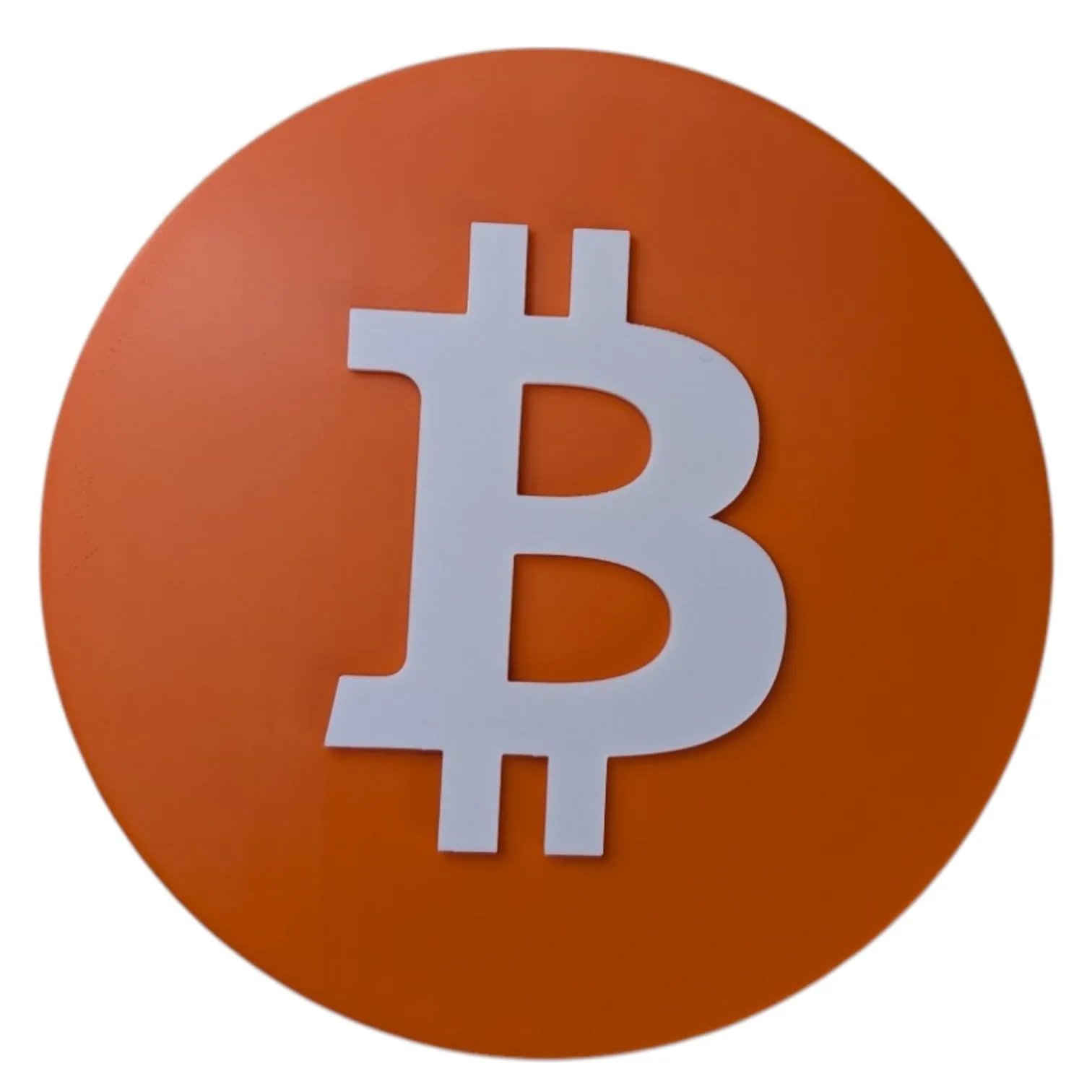 Bitcoin Logo Wall Plaque | 3D Bitcoin Symbol | Crypto Decor for Office, Home & Mining Rigs | Orange BTC Sign front view