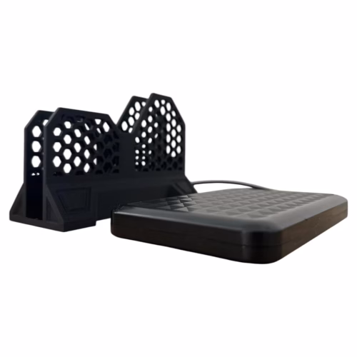 Hex-Grid External Hard Drive Stand – Compact Desktop Mount for Portable Drives, Universal Fit for Seagate & WD – 3D Printed in Canada - Image 3