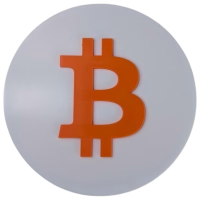 Bitcoin Logo Wall Plaque | 3D Bitcoin Symbol | Crypto Decor for Office, Home & Mining Rigs | White BTC Sign
