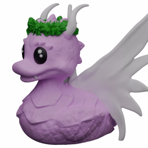 Dragon Duck Figurine with Fairy Wings & Leaf Crown – Fantasy Creature Collectible for Teens & Adults – 3D Printed in Canada