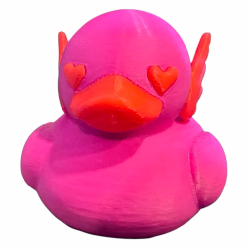 Valentine’s Love Duck Figurine – Pink Rubber Duck with Heart Eyes & Wings for 4x4 Adventure Ducking – Cruise Ship Hiding Games & Romantic Desk Decor Gift – 3D Printed in Canada