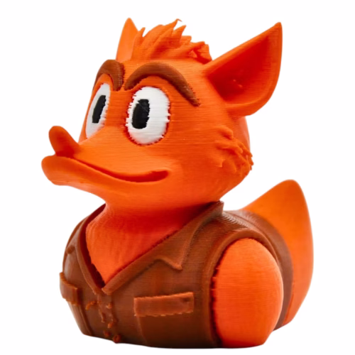 Cartoon Bandicoot Duck Figurine – Funny Gamer Duck for Desk, Shelf, or Jeeps – Collectible PLA Duck for Teens & Adults – Retro Gaming Gift Idea – 3D Printed in Canada