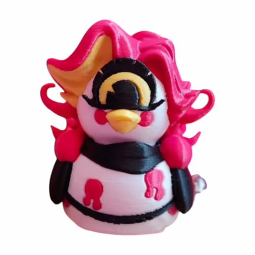 Twist Pop Maid Duck Figurine – Retro Hair, Eyepatch & Polka Dot Dress – Whimsical Vintage Display Collectible – 3D Printed in Canada