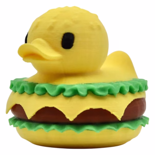 Hamburger Duck Collectible – Funny Burger Rubber Duck for Jeep Ducks, Desk Décor, Gag Gifts, Ducking Ducks Lovers – 3D Printed in Canada
