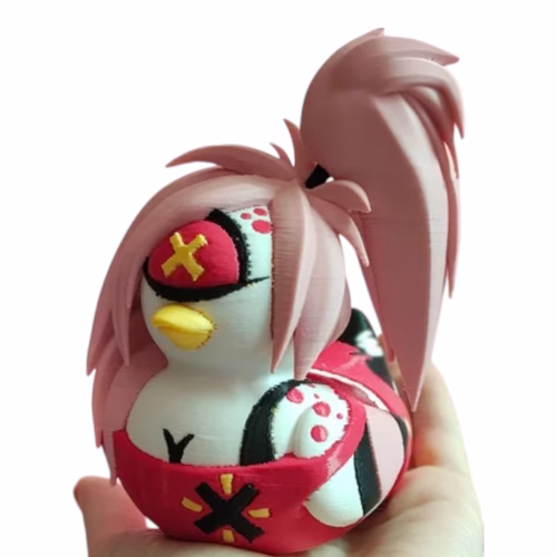 Riot Pop Duck Figurine – Punk Eye Patch, Spiky Ponytail & Explosive Style – Edgy Streetwear Shelf Collectible – 3D Printed in Canada