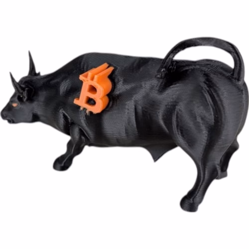 Bitcoin Bull Figurine | 3D Printed Charging Bull Statue with Bitcoin Logo | Crypto Trader & Investor Desk Decor | Wall Street Bull for Office, Home & Trading Setup - Image 2