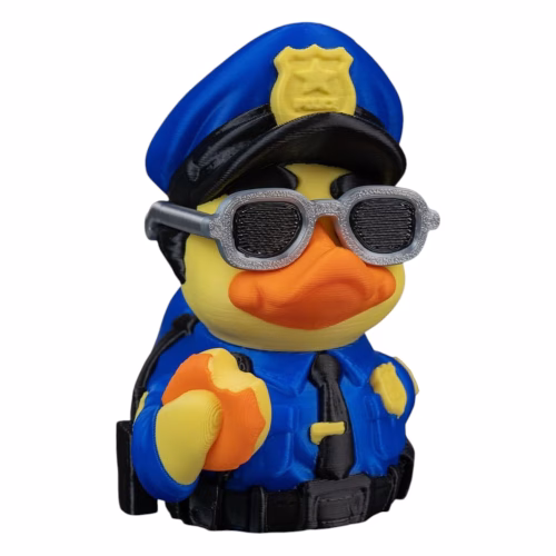 Quop Male Duck Figurine – Police-Themed Car Dashboard & Desk Decor – Law Enforcement Collectible – 3D Printed in Canada