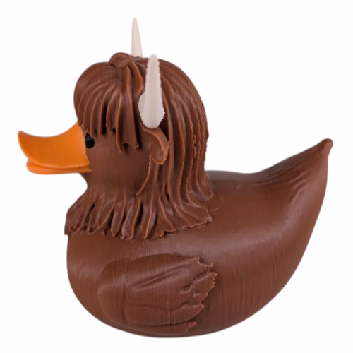 Highland Cow Duck Figurine - Collectible Dashboard Duck for Cars & Jeeps - Funny Rubber Duck Alternative for Duck Duck Jeep Trend - Unique Cow Duck Décor for Cruise Ship Hiding – 3D Printed in Canada - Image 4