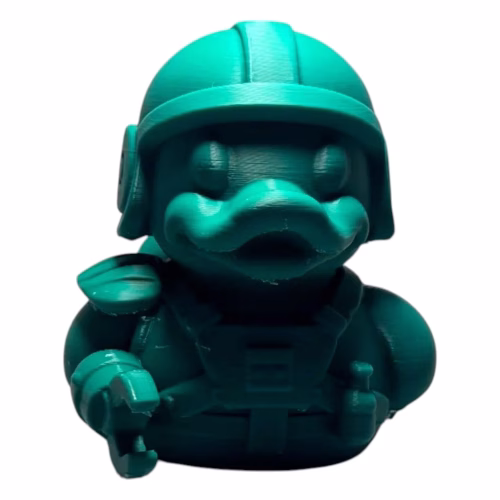 Warrior Duck Figurine – Tactical Armored Duck with Helmet & Blaster – Funny Military-Inspired 3D Printed Geek Collectible – 3D Printed in Canada