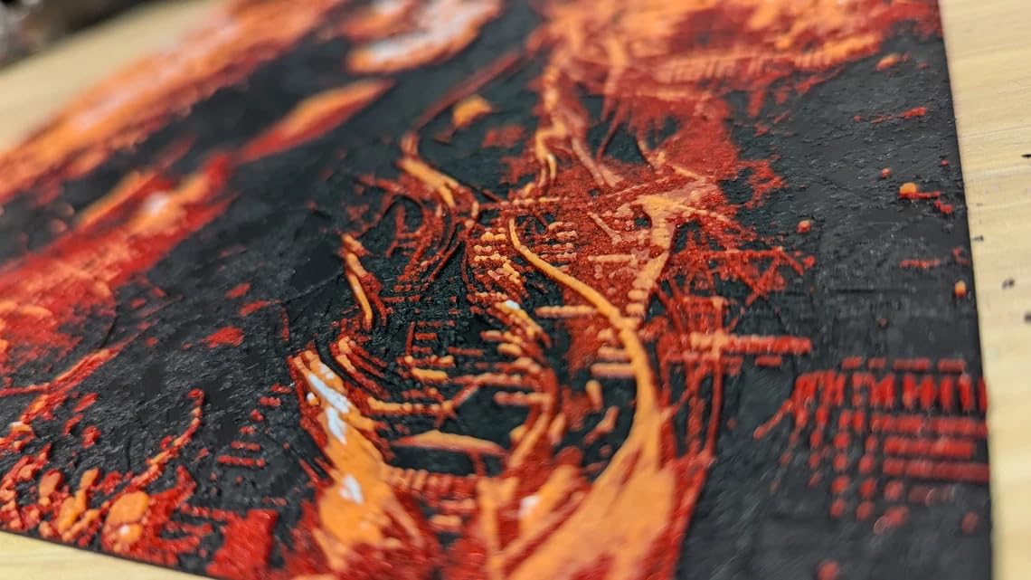 D-CENTRAL.TECH Corrupted Bitcoin Queen 3D Painting | Bold Crypto Art for Bitcoin Enthusiasts | Framed & Wall Mountable | Unique Home & Office Decor, Fiery Red/Orange/Black - Image 3