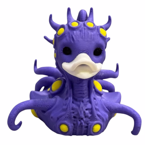 Quackthulhu Duck Figurine – Lovecraftian Tentacle Duck for Horror & Mythos Fans – Octopus Duck Hybrid Desk Decor – Fidget Display Figure – 3D Printed in Canada