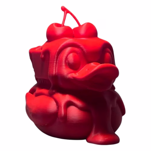Cherry Cheesecake Duck Figurine – Dessert-Inspired Collectible Duck with Cherries and Dripping Detail – 3D Printed in Canada