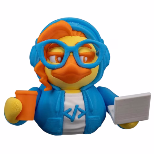 CodeQuacker Female Duck Figurine – Programmer-Themed Car Dashboard & Desk Decor – Geeky Coding Collectible – 3D Printed in Canada
