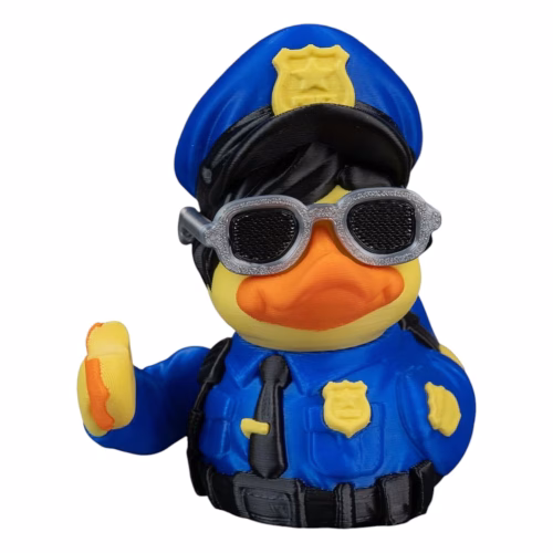 Quop Female Duck Figurine – Police-Themed Car Dashboard & Desk Decor – Law Enforcement Collectible – 3D Printed in Canada