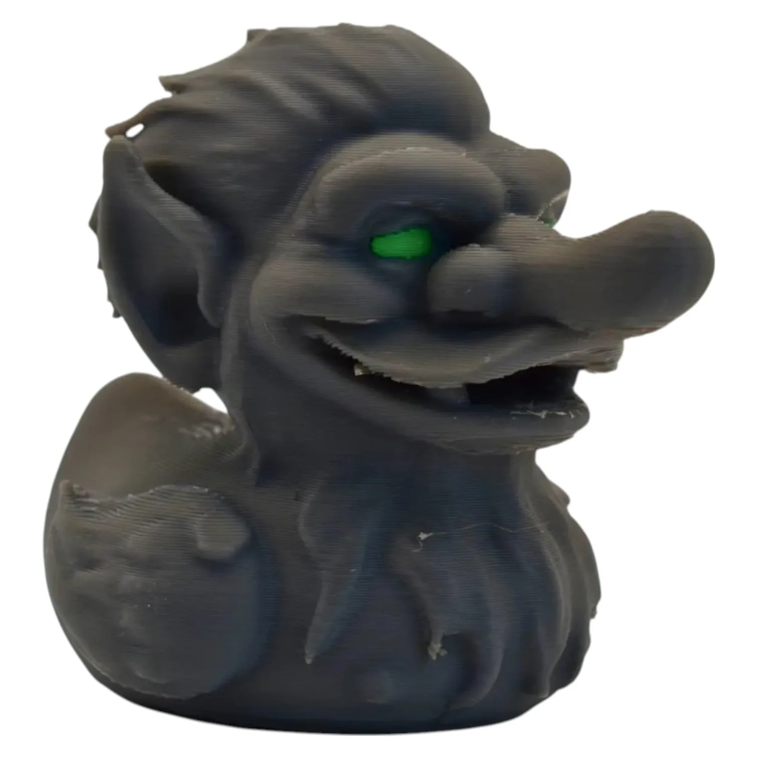Troll Duck Figurine with Mischievous Goblin Features – Novelty Fantasy Decor for Desk or Shelf – 3D Printed in Canada front view