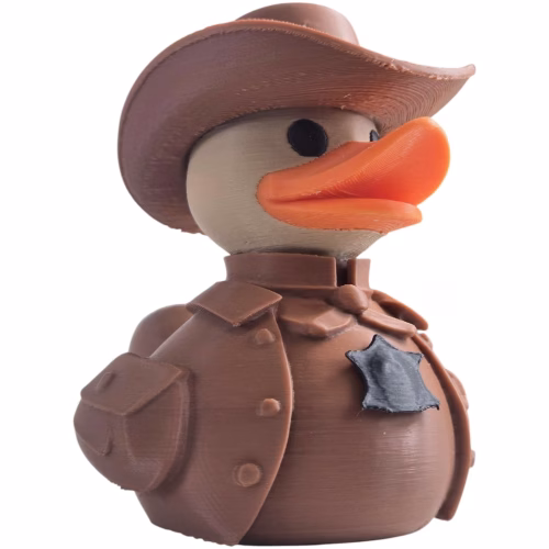 Western Sheriff Duck Figurine – Funny Cowboy Duck for Dashboard, Desk, and Ducking Jeeps – Wild West Collectible Décor Gift – PLA Eco-Friendly – 3D Printed in Canada