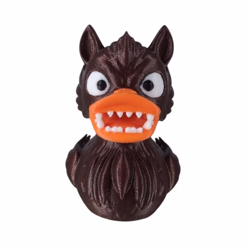 Werewolf Duck Figurine – Scary Halloween Decor, Gothic Horror Monster Collectible, Ducks for Jeeps, Funny Rubber Duck Alternative – 3D Printed in Canada