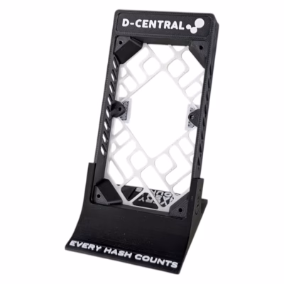 D-Central.TECH The Modern Bitaxe Stand – Enclosure for Bitaxe Bitcoin ASIC Miner | Supports 2nd Backside for Enhanced Cooling | Multi-Orientation Foot | Horizontal & Vertical Setup (Black)
