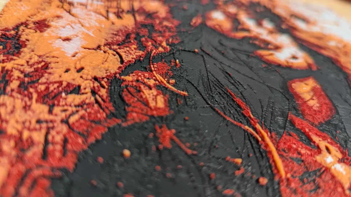 D-CENTRAL.TECH Corrupted Bitcoin Queen 3D Painting | Bold Crypto Art for Bitcoin Enthusiasts | Framed & Wall Mountable | Unique Home & Office Decor, Fiery Red/Orange/Black - Image 2