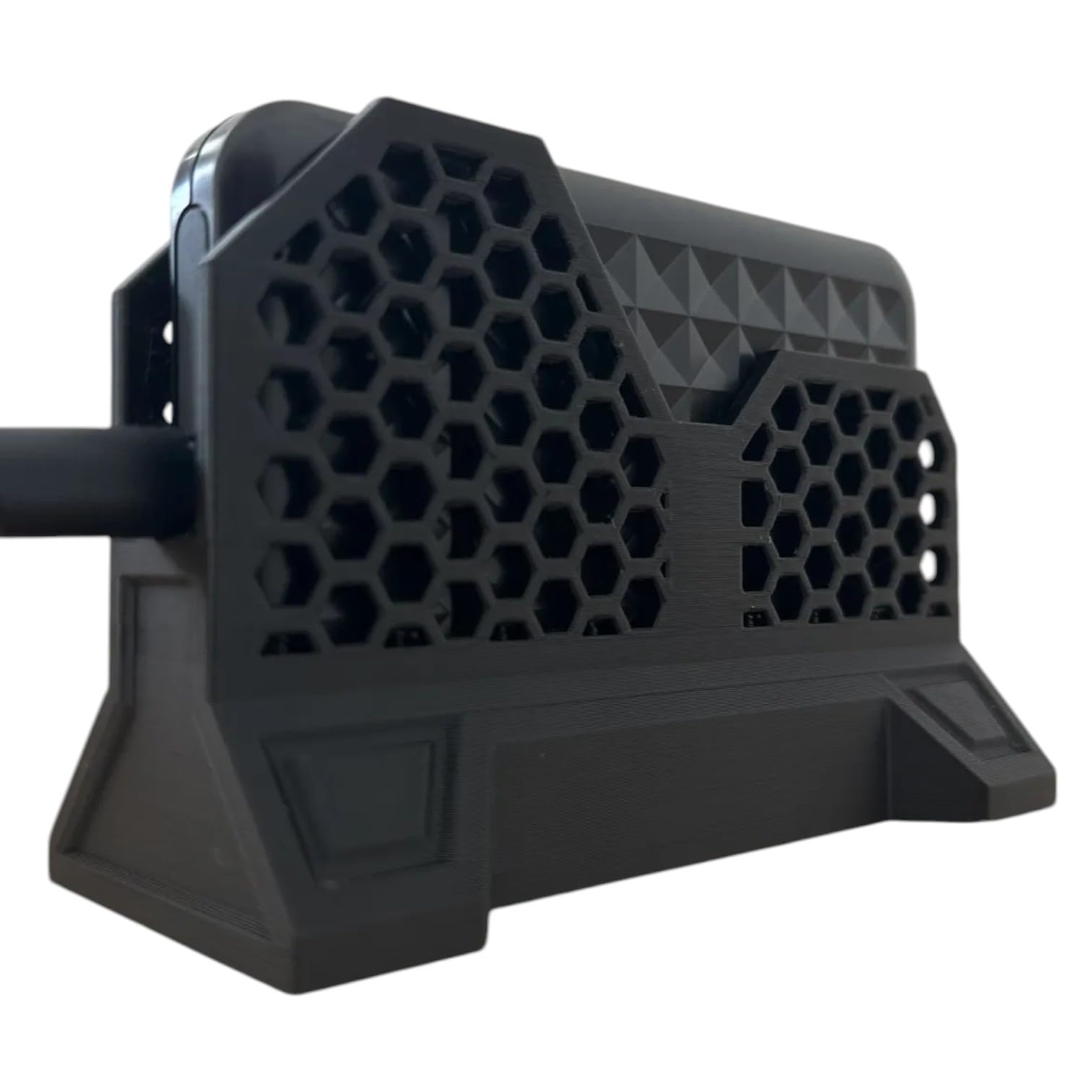 Hex-Grid External Hard Drive Stand – Compact Desktop Mount for Portable Drives, Universal Fit for Seagate & WD – 3D Printed in Canada – Image 2