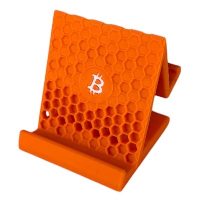 D-Central.TECH X GOBRRR.ME Bitcoin Phone Holder | Stylish & Functional Honeycomb Design | 3D-Printed Durable Stand for Home or Office