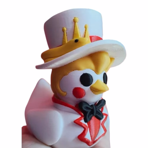 Royal Overlord Duck Figurine – Crowned Top Hat, White Suit & Devilish Charm – Fantasy Villain Gothic Duck Décor – Rubber Duck Alternative – Ducks for Jeeps – 3D Printed in Canada