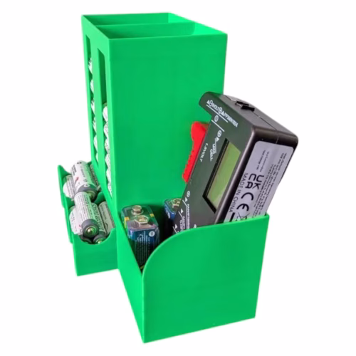 AA and AAA Battery Organizer with Tester – Battery Storage Rack for 30+ Batteries, Vertical Holder with Test Compartment – 3D Printed in Canada - Image 2