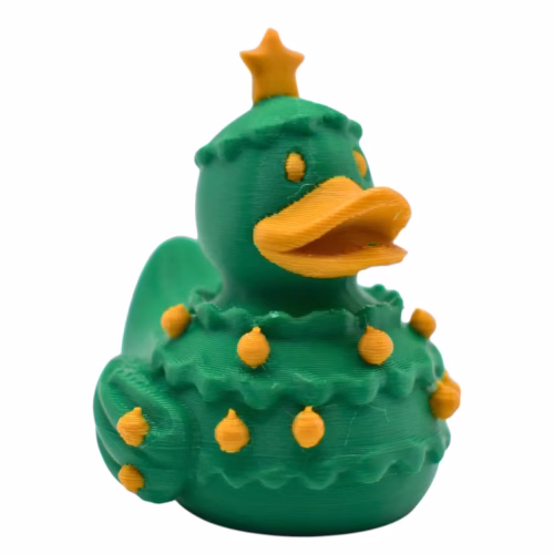 Christmas Tree Duck Figurine – Festive Holiday Decoration, Cute Collectible Rubber Duck Alternative for Desk or Shelf Display – 3D Printed in Canada