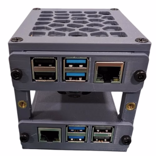 Raspberry Pi 4 & 5 Mini Server Rack Case – Compact Dual-Bay Stackable Housing with Cooling Support, Durable Ventilated Design for Pi Clusters – 3D Printed in Canada - Image 3