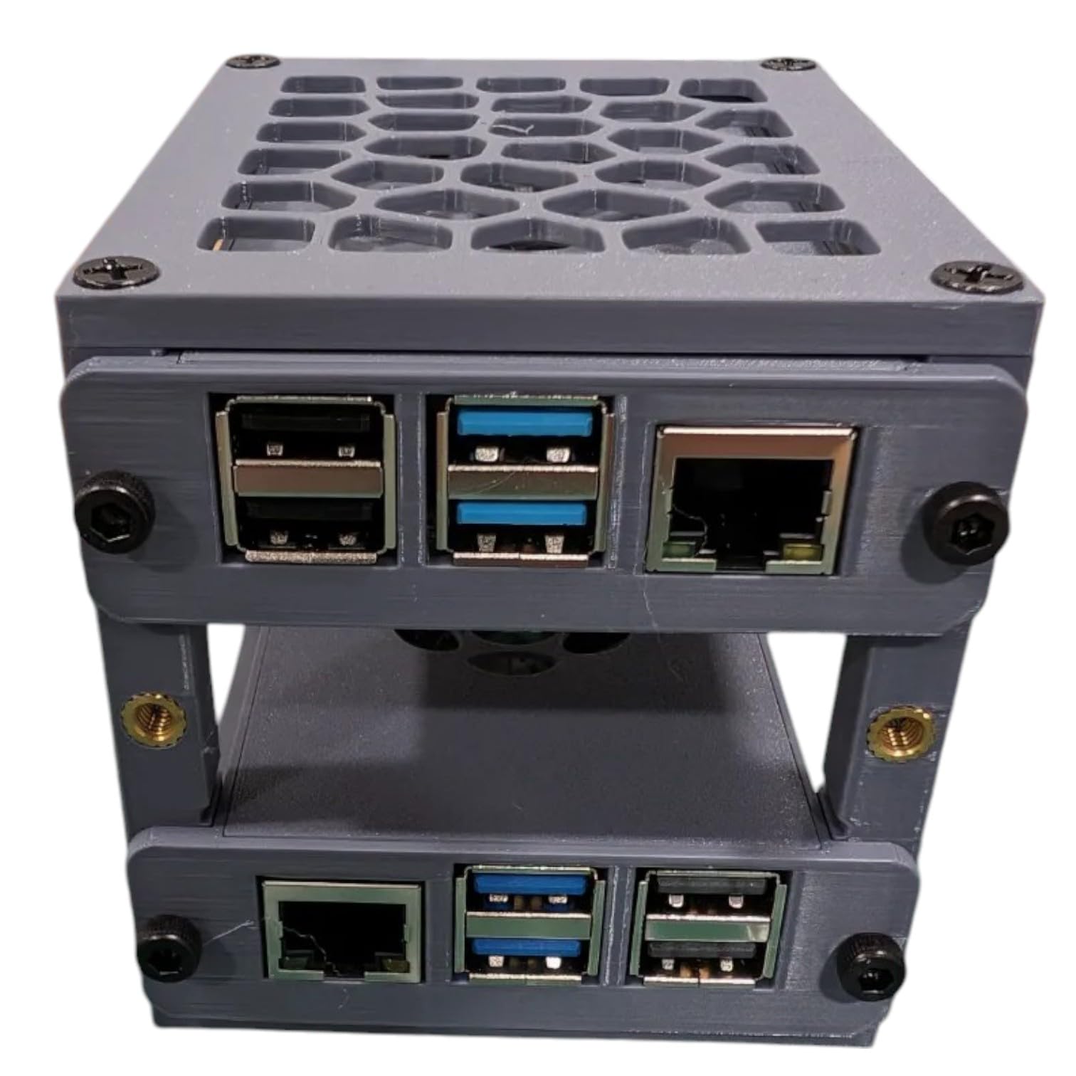 Raspberry Pi 4 & 5 Mini Server Rack Case – Compact Dual-Bay Stackable Housing with Cooling Support, Durable Ventilated Design for Pi Clusters – 3D Printed in Canada – Image 3