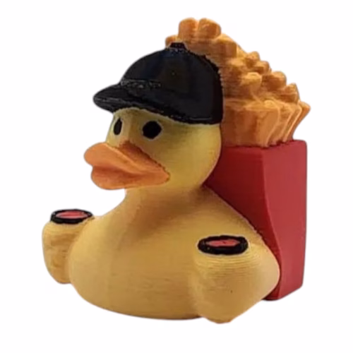 French Fry Duck Figurine - Cute Rubber Duck Alternative - Collectible Desk & Car Dashboard Decor - PLA Ducks for Jeeps - Funny Fast Food Aesthetic Room Decor - 3D Printed in Canada