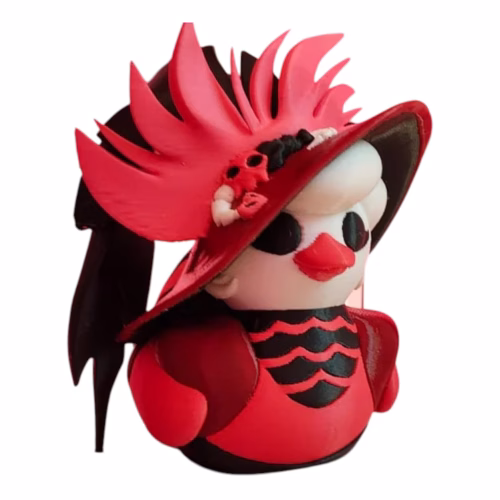 Crimson Widow Duck Figurine – Gothic Duck Collectible, Duck for Jeep Ducks, Skull Roses & Dark Red Feathers – Alternative Shelf Decor – 3D Printed in Canada